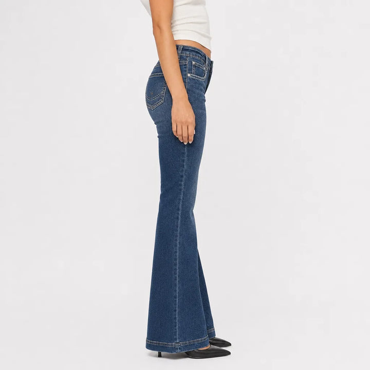 Women's Blue Phelps Low-Rise Cotton Flare Jeans