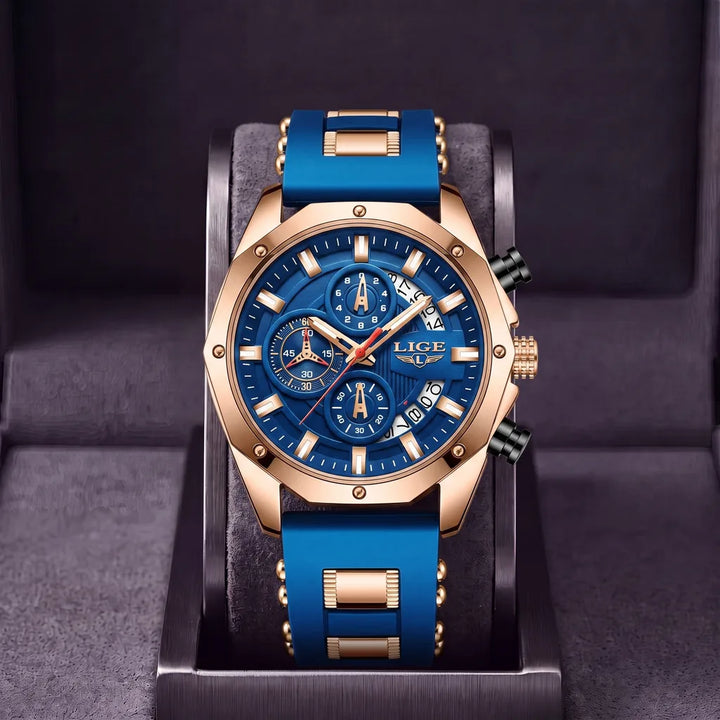 Beau | Sport Watch - Color:Blue/Rose Gold