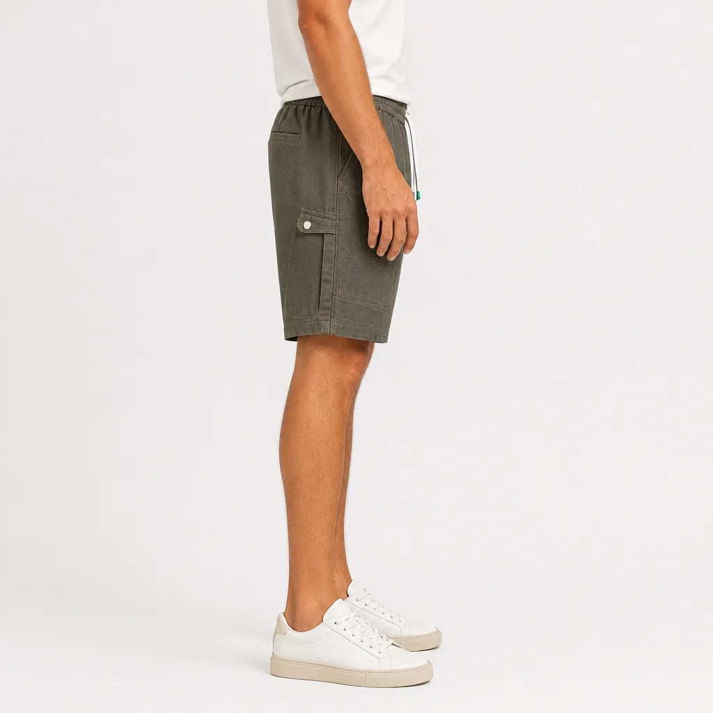 Men's Green Beckett Straight Cotton Shorts