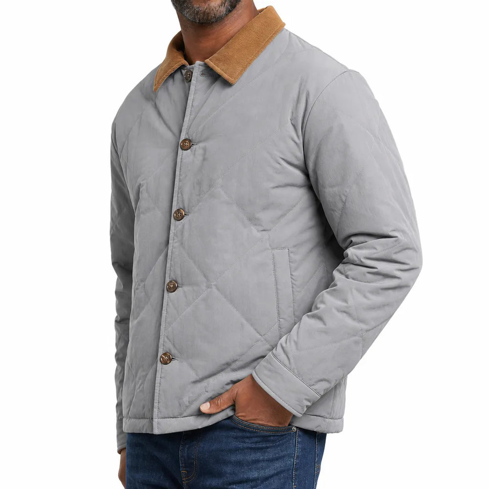 Men's Gray Fairbanks Contrast Collar Puffer Jacket