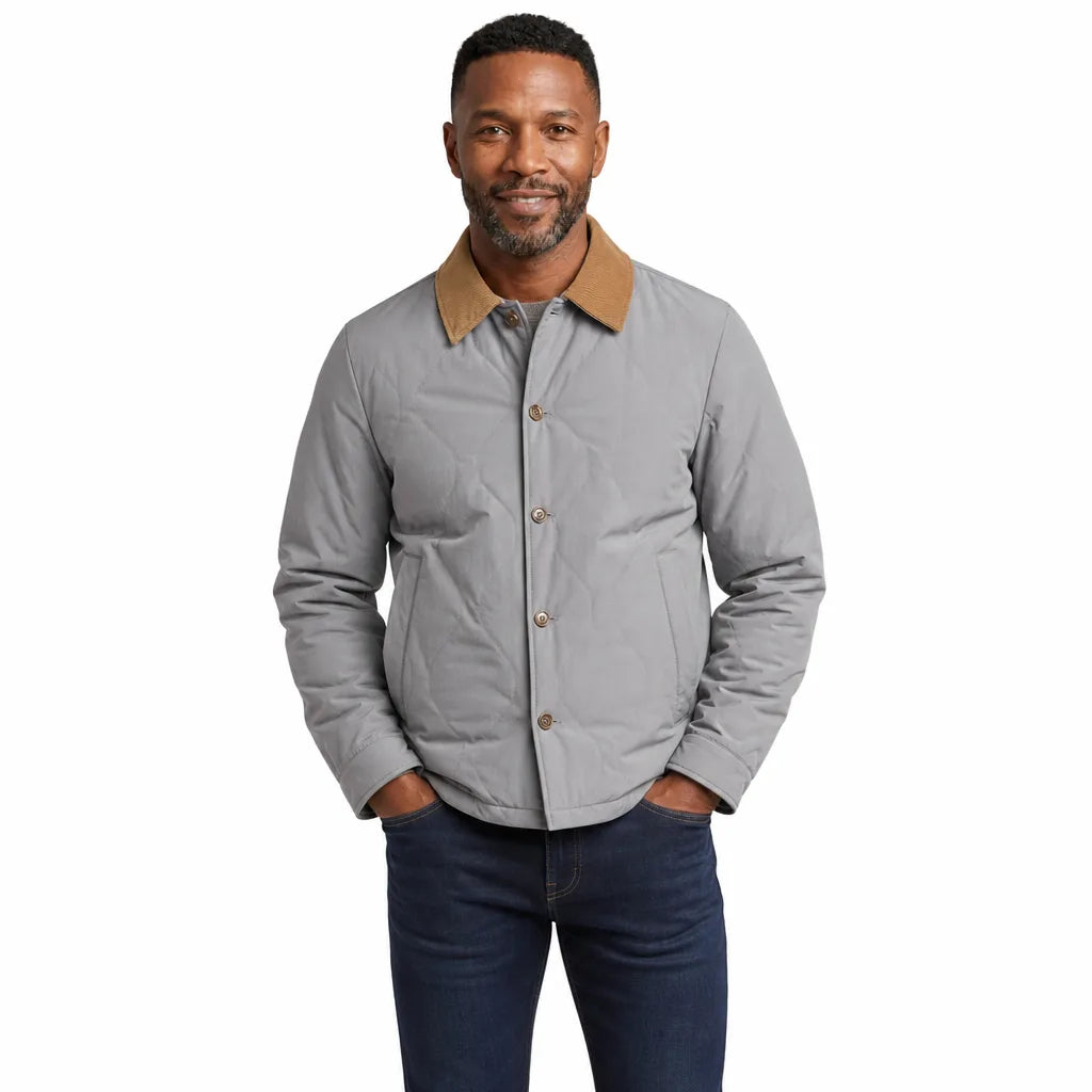 Men's Gray Fairbanks Contrast Collar Puffer Jacket