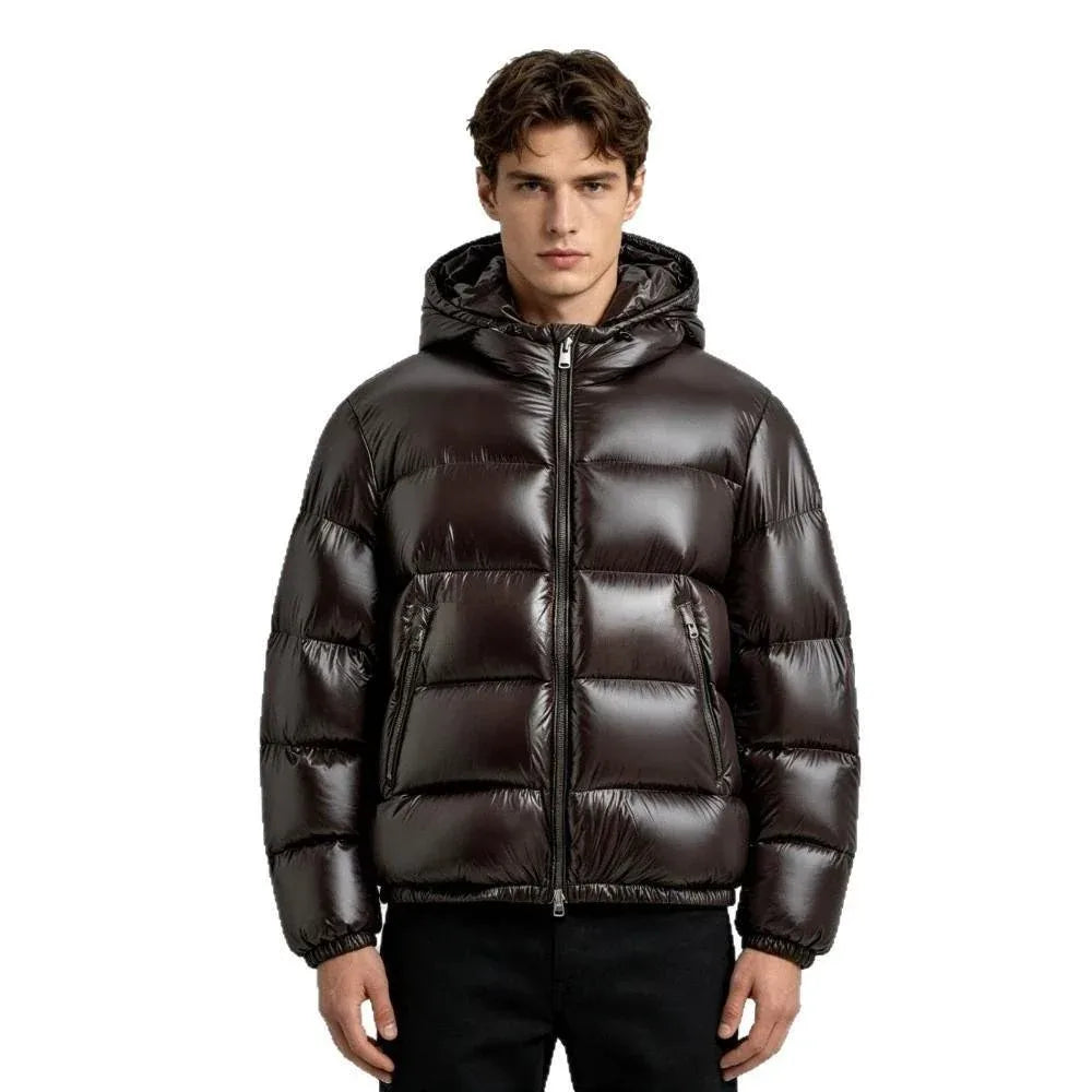 Men's Hoodie Puffer Jacket Brown.webp