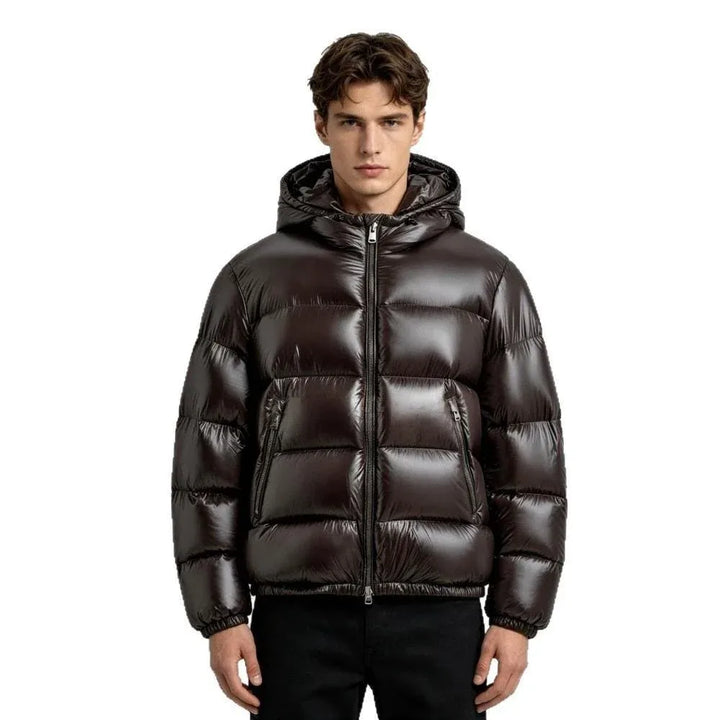 Men's Hoodie Puffer Jacket Brown.webp