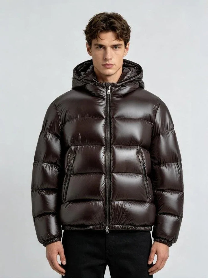 Men's Hoodie Puffer Jacket Brown2.webp