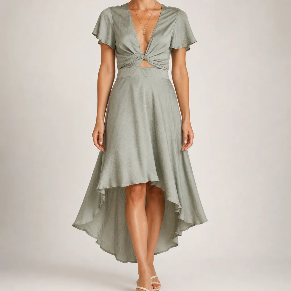Bella | Women's Fall Wedding Guest Dress - Color:Green;Size:XS