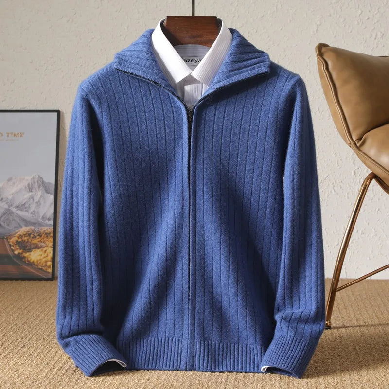 Benjamin | Men's Cashmere Full-Zip Cardigan - Blue