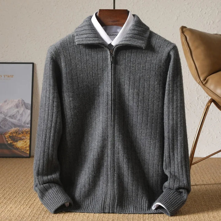 Benjamin | Men's Cashmere Full-Zip Cardigan - Gray