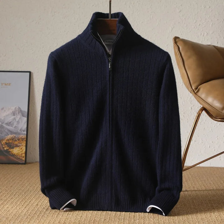 Men's Navy Blue Benjamin | Men's Cashmere Full-Zip Cardigan