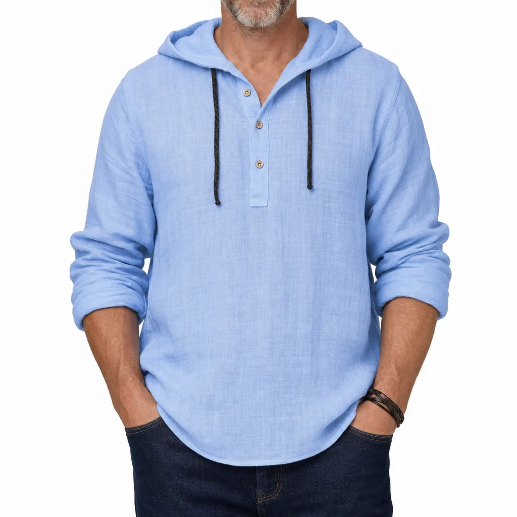 Bentley Hooded Long Sleeve Shirt - Color:Blue;Size:XS