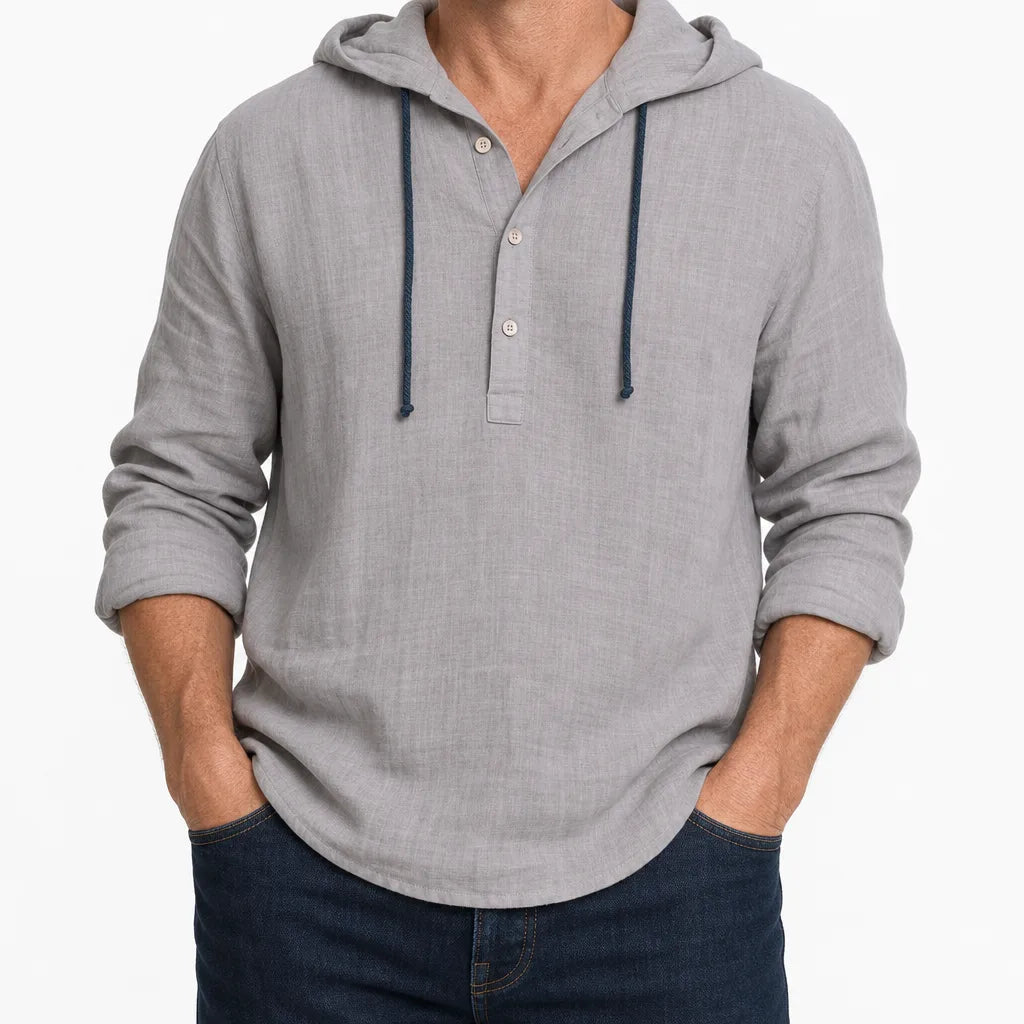 Bentley Hooded Long Sleeve Shirt - Color:Gray;Size:XS