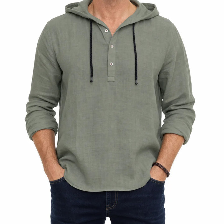 Bentley Hooded Long Sleeve Shirt - Color:Green;Size:XS