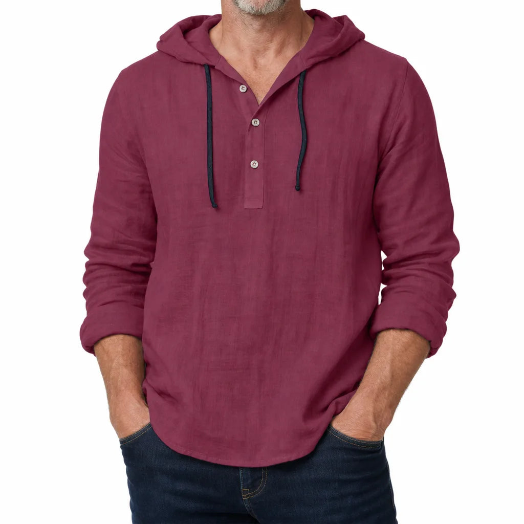 Bentley Hooded Long Sleeve Shirt - Color:Red;Size:XS