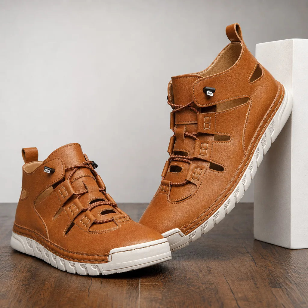 Bexley | Cut-Out High-Top Sneakers - Color:Brown;Size:39