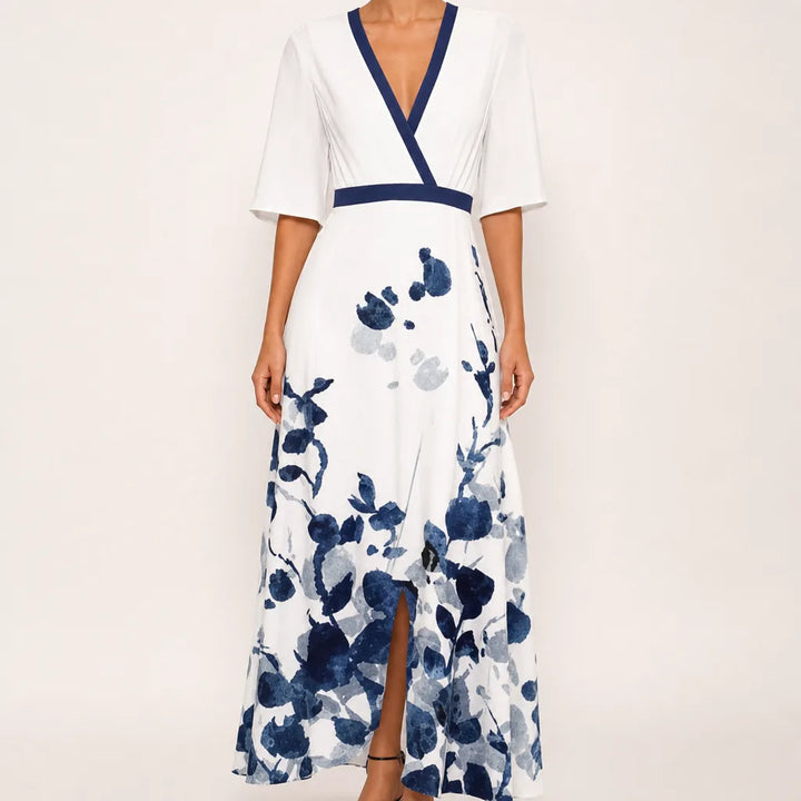 Bianca Floral Wrap Maxi Dress -G - Color:White;Size:XS
