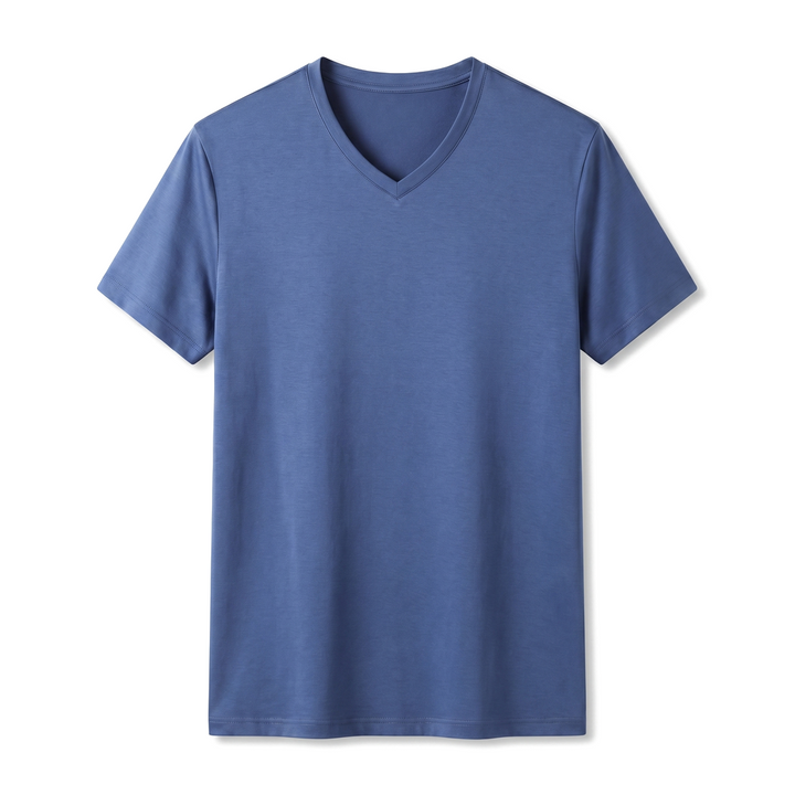 Billie  V-Neck Tee - Color:V-Neck Lake Blue;Size:S