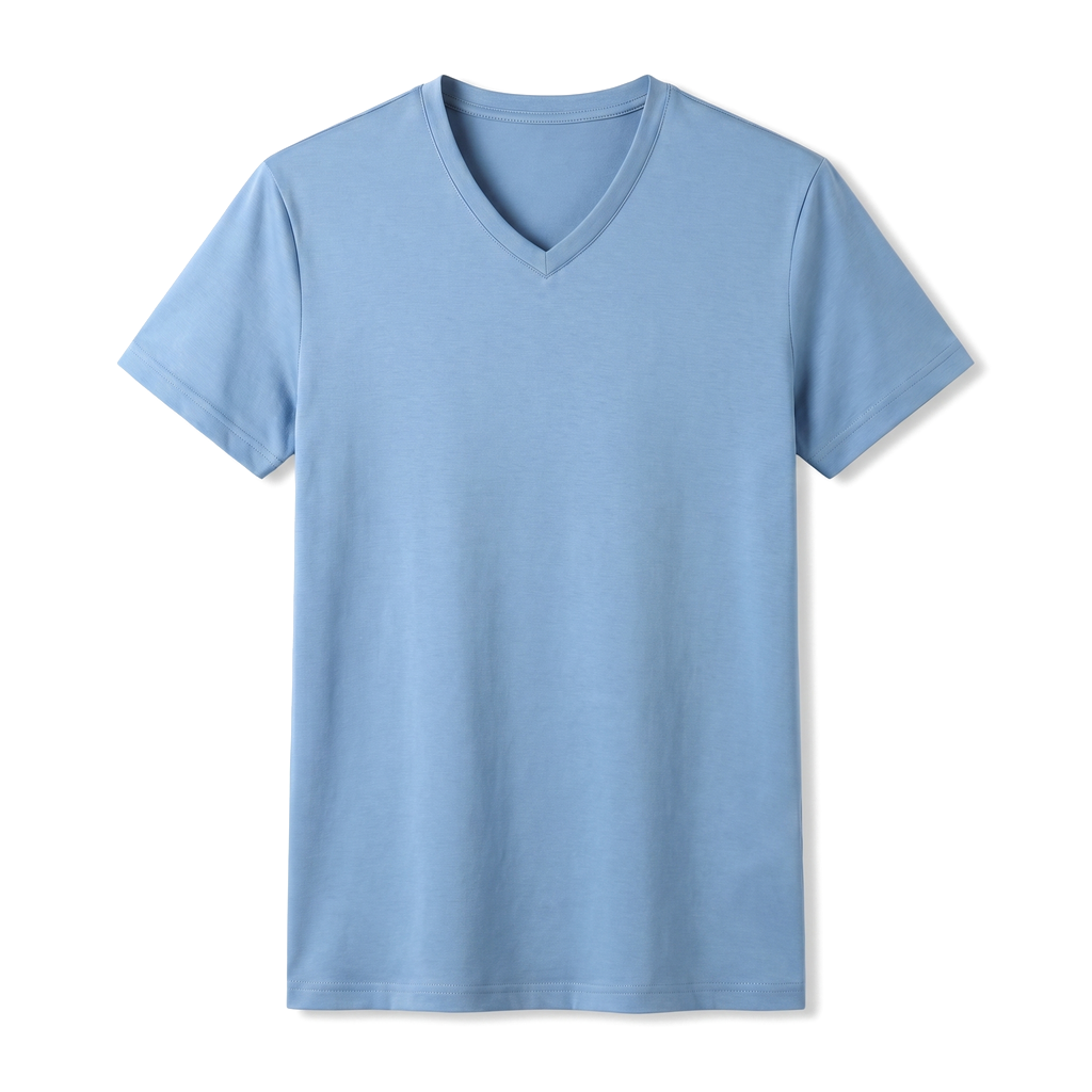 Billie  V-Neck Tee - Color:V-Neck Light Blue;Size:S
