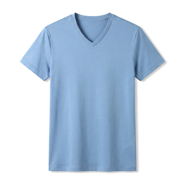 Billie  V-Neck Tee - Color:V-Neck Light Blue;Size:S