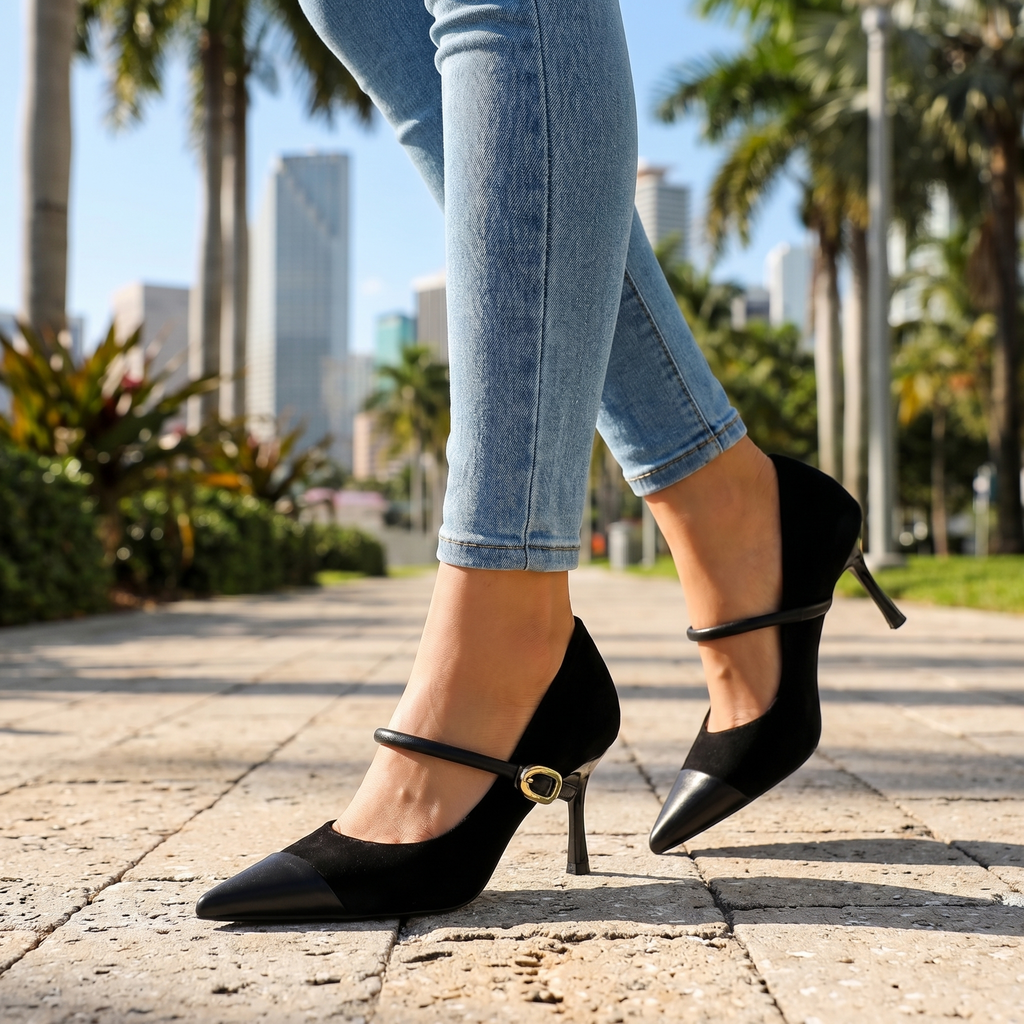 Black 10cm Lucia Valli Pointed Pumps 1