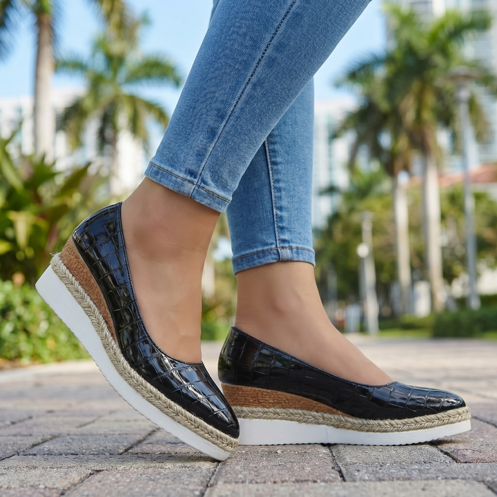 Black Aria Linen Pointed Espadrilles 1