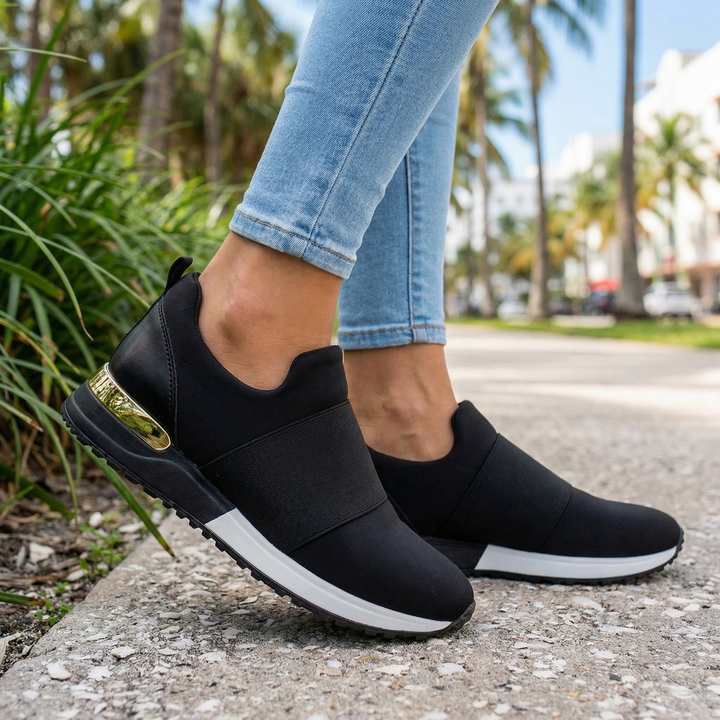Black Avery Mesh Wedge Loafers 1