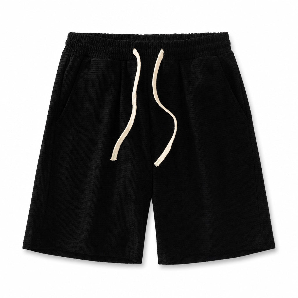 Caleb Waffle Knit Shorts - Color:Black;Size:S