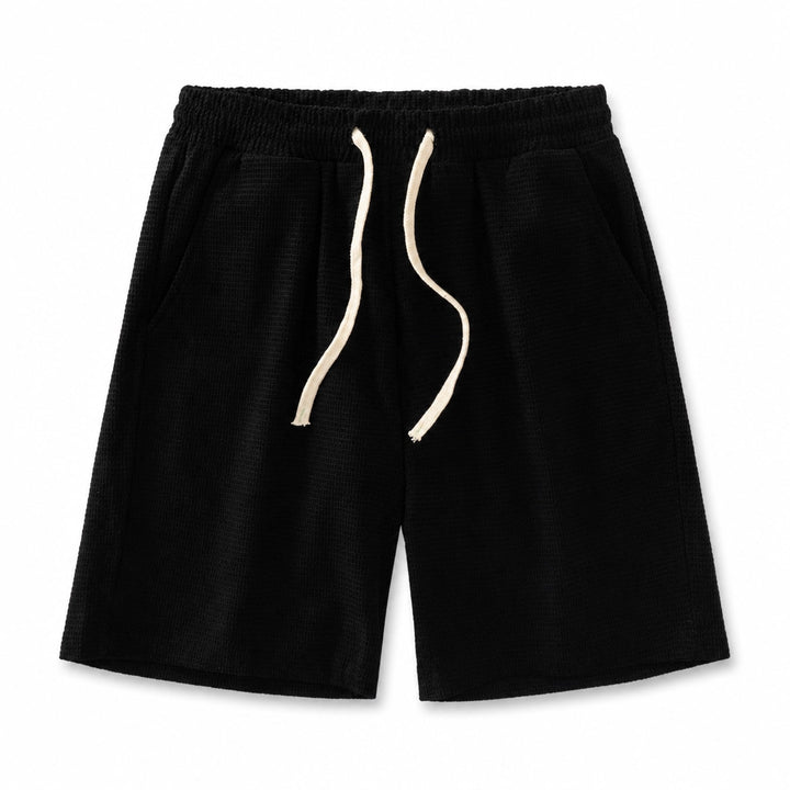 Caleb Waffle Knit Shorts - Color:Black;Size:S