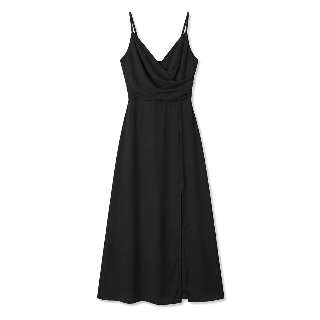 Black Elara V-Neck Slit Maxi 1