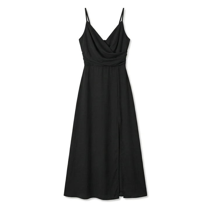 Black Elara V-Neck Slit Maxi 1