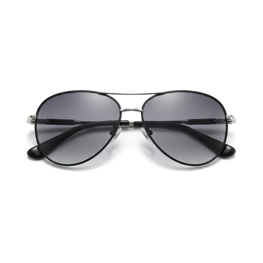 Black Frame Grey Gradient Sienna Metal Aviator Shades 4