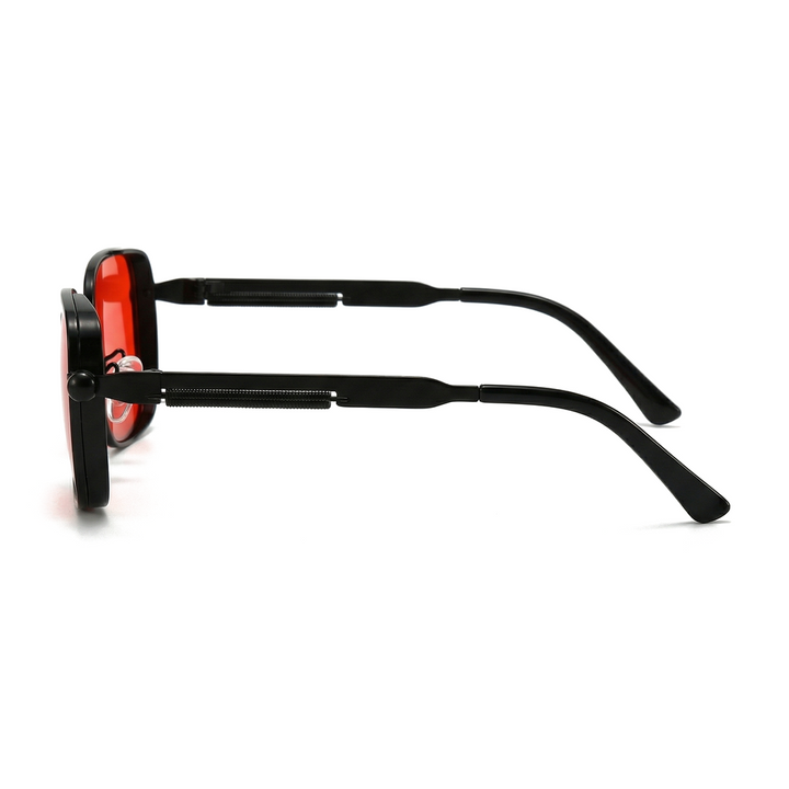 Black Frame / Red Lens Cyrus Square Metal Shades 2