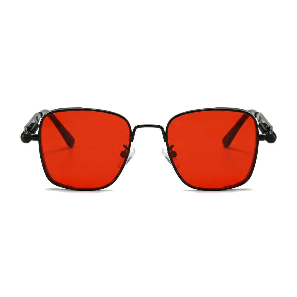 Black Frame / Red Lens Cyrus Square Metal Shades 3