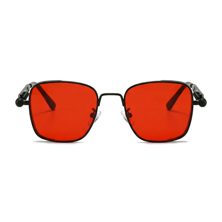 Black Frame / Red Lens Cyrus Square Metal Shades 3
