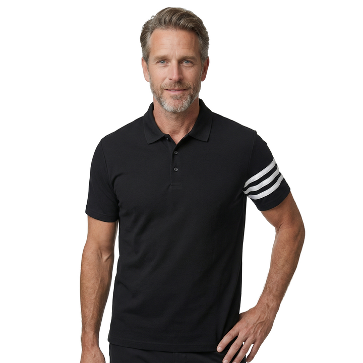 Black Harrison Striped Knit Polo 2