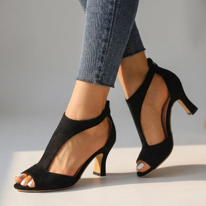 Miah Peep-Toe Roman Sandals - Color:Black;Size:35