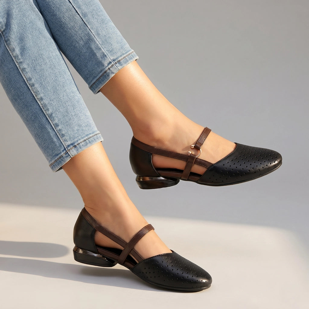 Josie Cut-Out Sandals - Color:Black;Size:35
