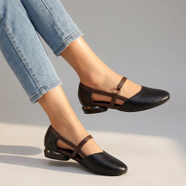 Josie Cut-Out Sandals - Color:Black;Size:35