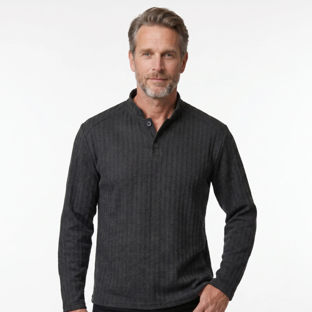 Dorsey Herringbone Henley Sweatshirt