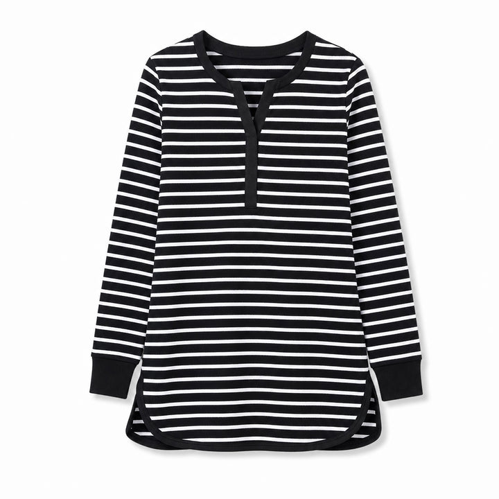 Jacqueline Striped Long-Sleeve Top - Color:Black;Size:S