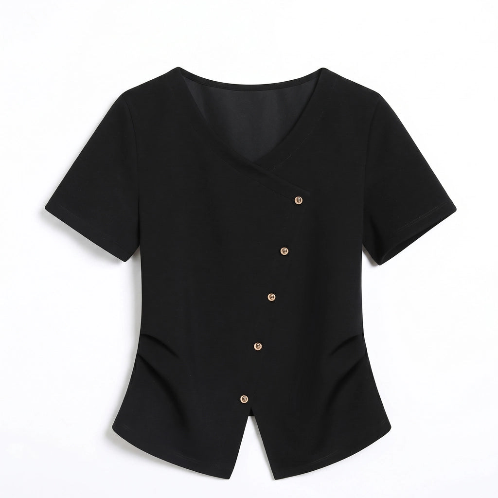 Sabrina Asymmetric Top - Color:Black;Size:S