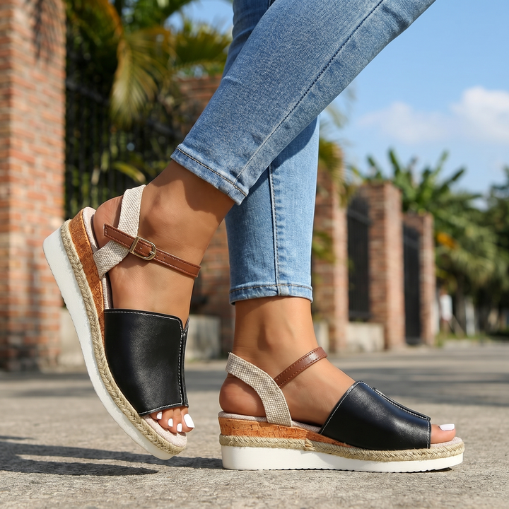 Black Sienna Rope Wedge Sandals 1