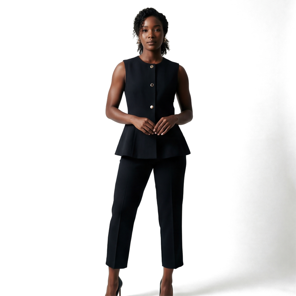 Black Vest + Trousers Set Aria Vance Tailored Vest Set 1