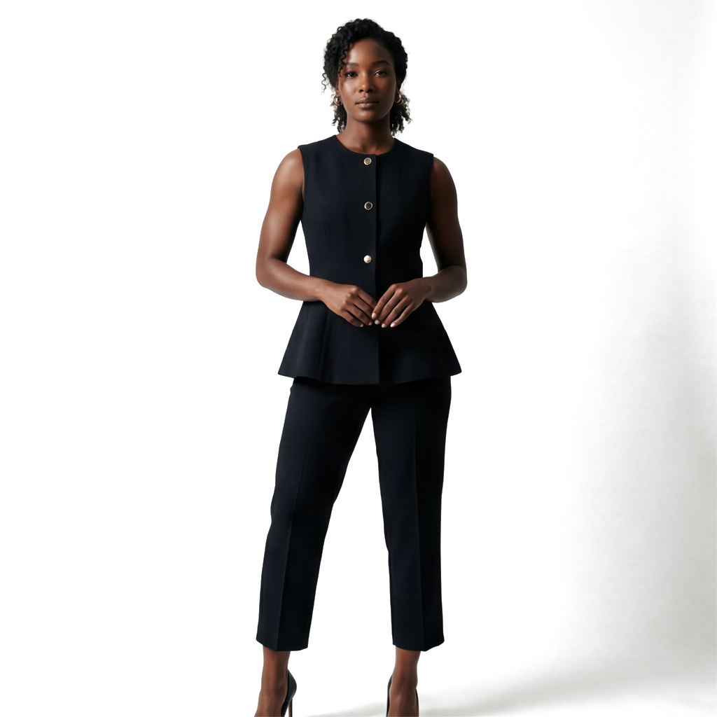 Black Vest + Trousers Set Aria Vance Tailored Vest Set 1