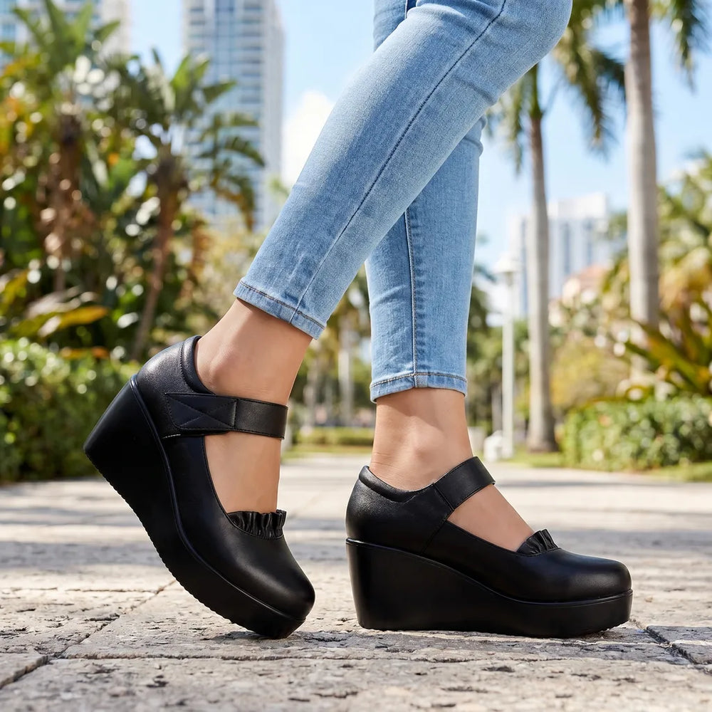 Black Blair Leather Wedge Pumps 1