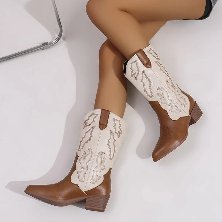 Blair | Women's Mid Calf Western Boots - Color:Brown;Size:36