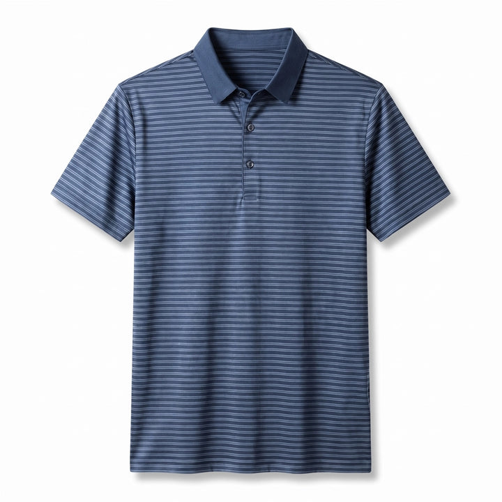 Thaddeus Striped Polo Shirt - Color:Blue Grey;Size:S