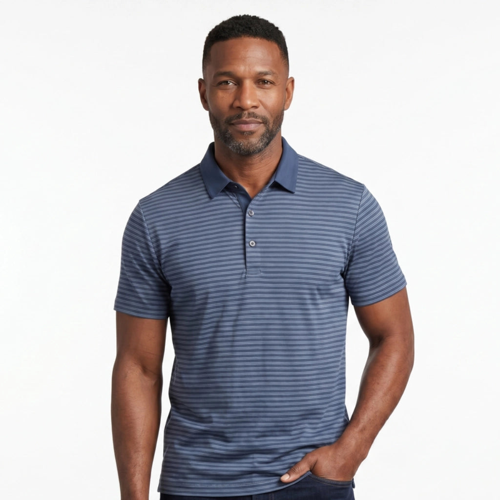 Thaddeus Striped Knit Polo Shirt