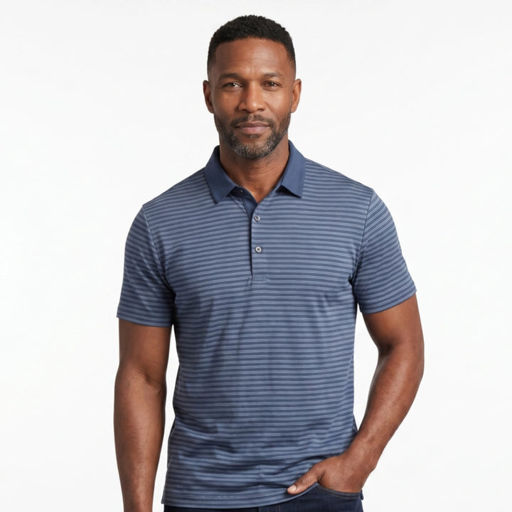 Thaddeus Striped Knit Polo Shirt