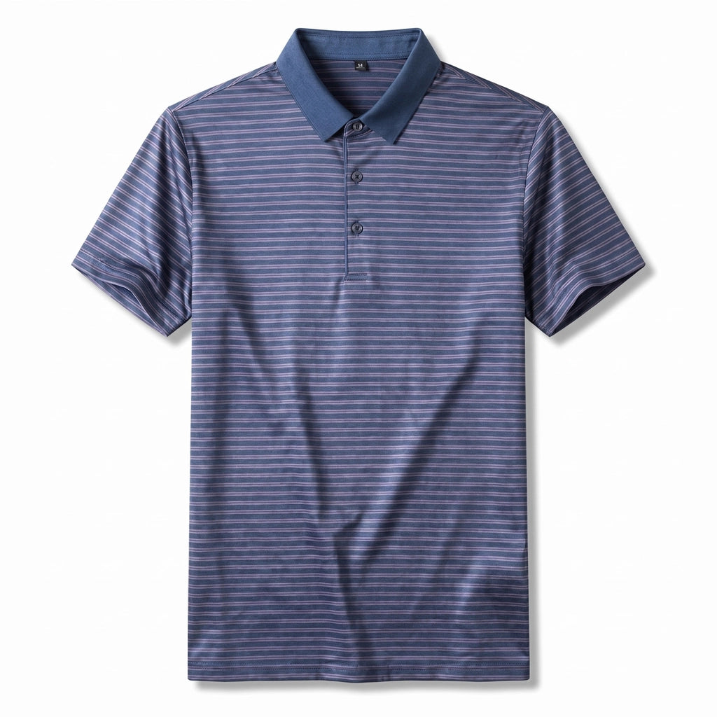 Thaddeus Striped Polo Shirt - Color:Blue Red;Size:S