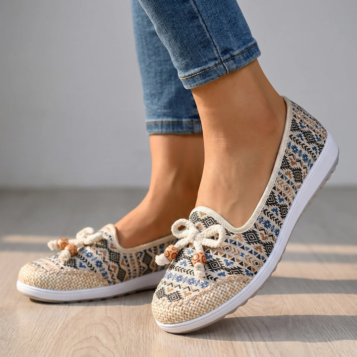 Enya Embroidered Flats - Color:Blue;Size:35