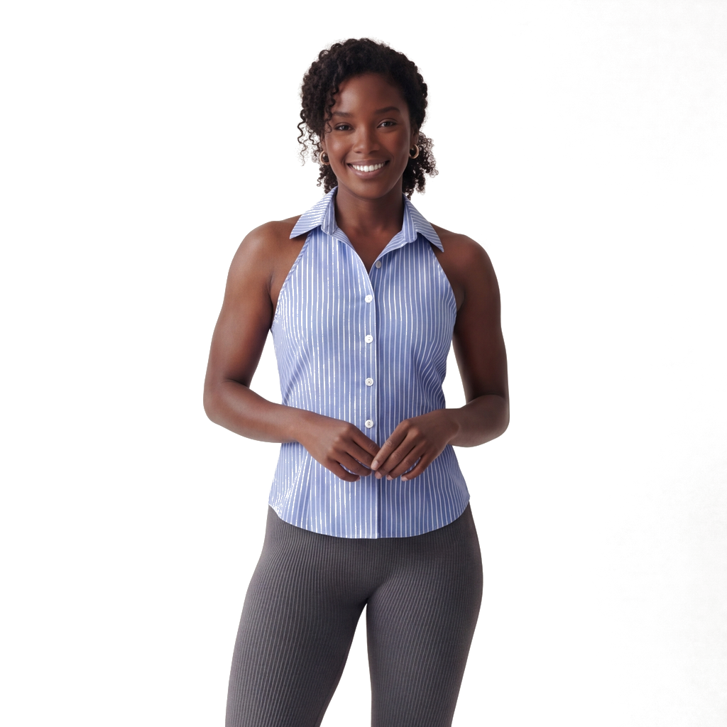 Blue Alana Stripe Sleeveless Shirt 2